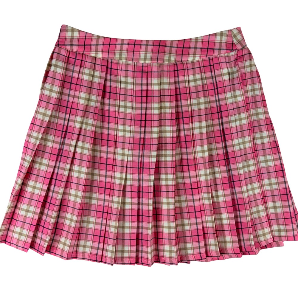 PrettyLittleThing Pink Plaid Pleated Mini Skirt US 4 Preppy Schoolgirl Anime
